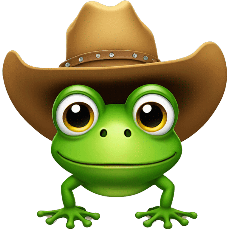 Frog holding a cowboy hat on his head emoji