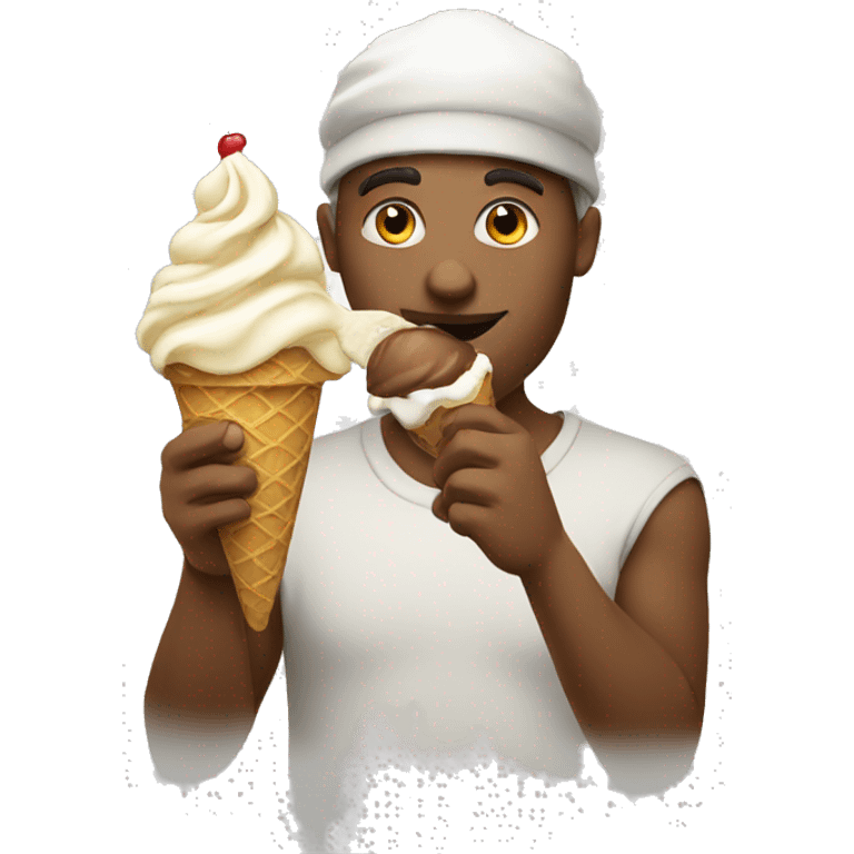 Sirjan eating an ice cream emoji