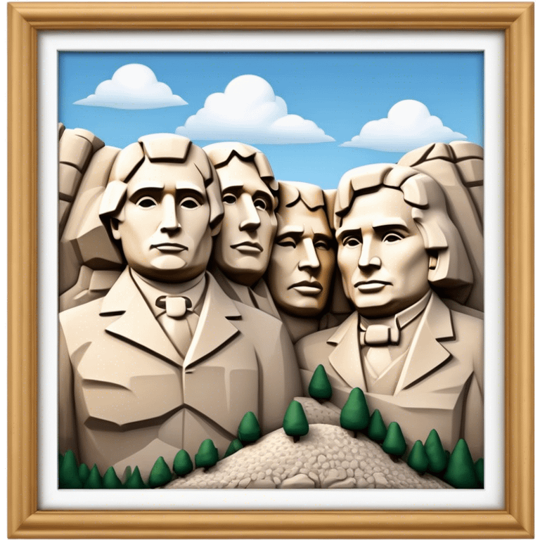 Cinematic Realistic Mount Rushmore Landmark Emoji, showcasing monumental carved presidential faces rendered with crisp textures and dynamic, historical lighting. emoji