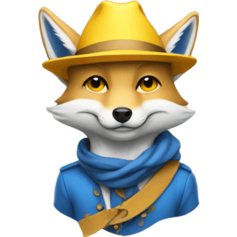 blue fox with yellow hat emoji