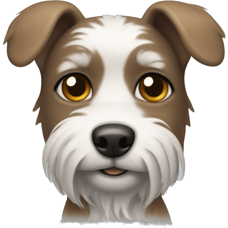 Small wire hair dog with gray brown face and ears, white mouth, and white body emoji