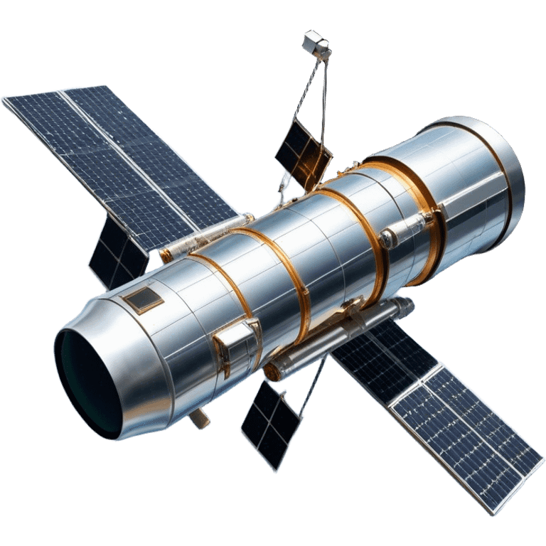  Cinematic Realistic Hubble Space Telescope – A majestic, ultra-detailed rendering of the Hubble Telescope floating above Earth. Its reflective metallic surface and vast solar panels stretch into the darkness, while the lens is pointed outward, capturing the mysteries of the cosmos. emoji