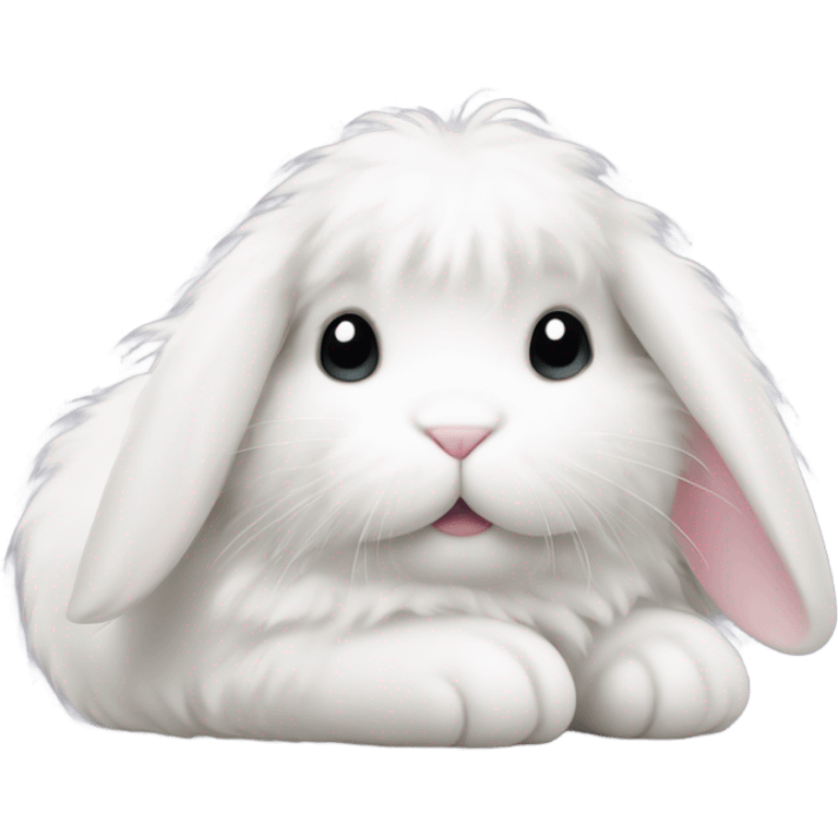 White fluffy floppy bunny curled up emoji