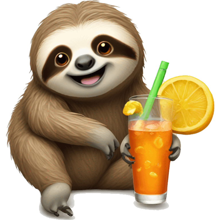 happy sloth with spritz emoji