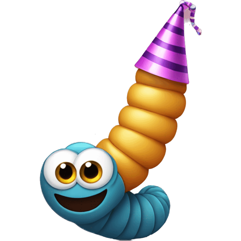 worm wearing a party hat emoji