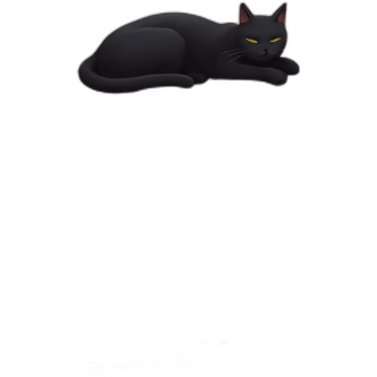 black cat sleeping on cloudgate emoji