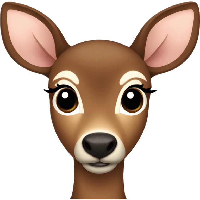 dark brown fawn deer with black eyes and lashes emoji