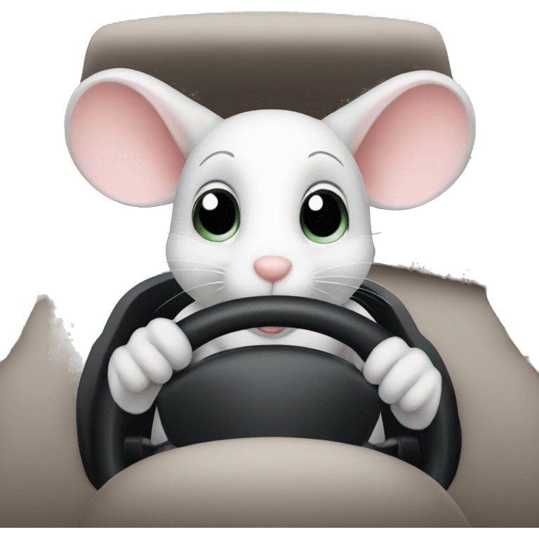 Cute little mouse driving a car emoji