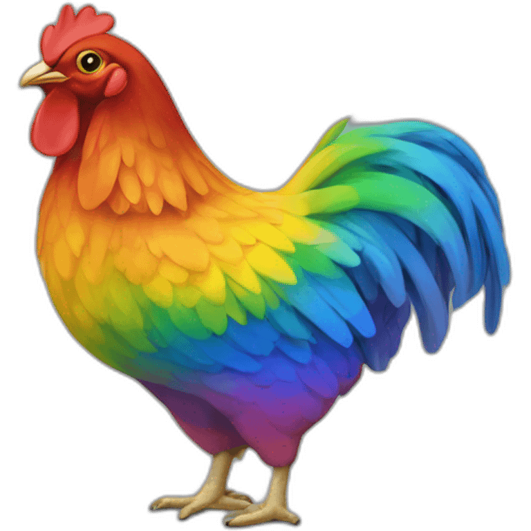 Une poule arc-en-ciel emoji