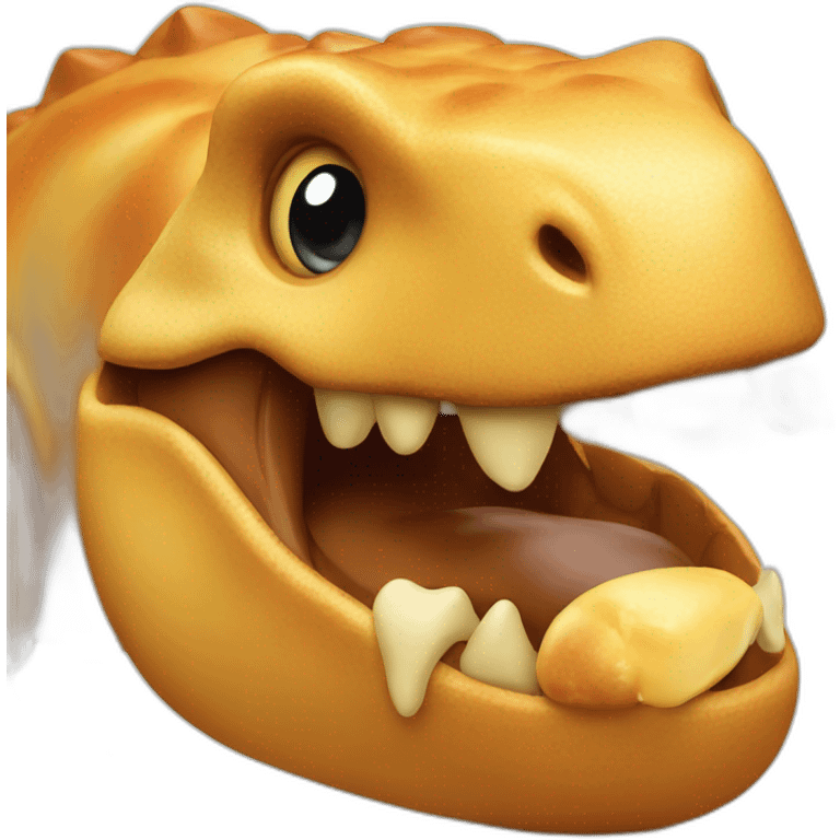 dinosaur with a brioche emoji