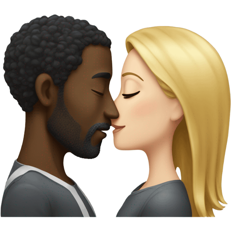 tall black guy kissing short white girl  emoji