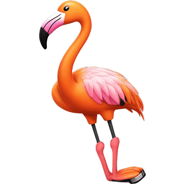 A orange flamingo in tap shoes emoji