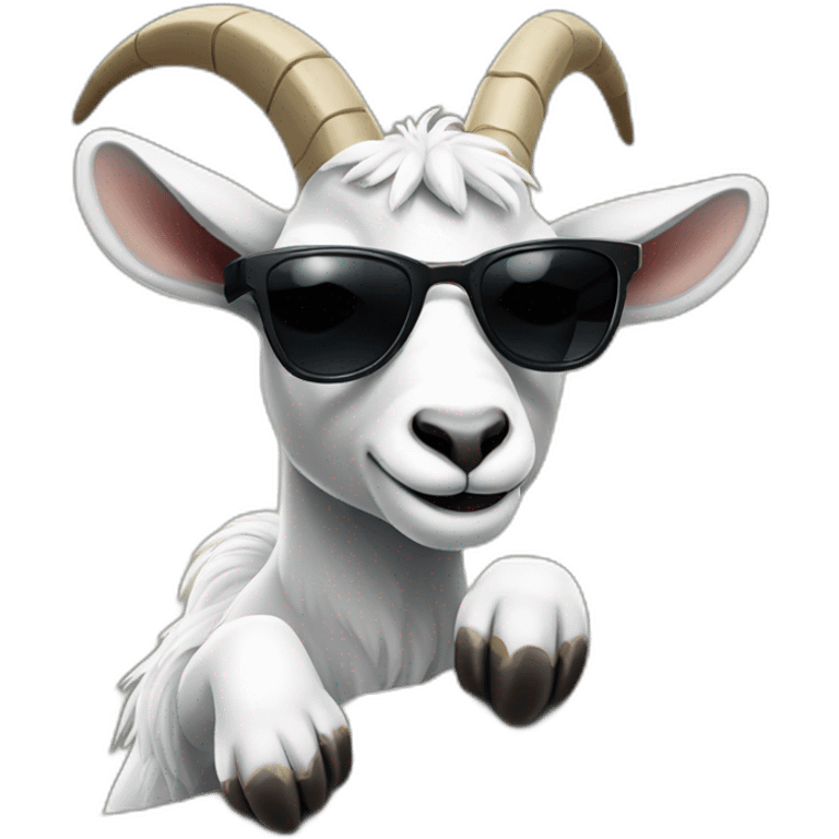 cool goat with sunglasses climbing on rock emoji