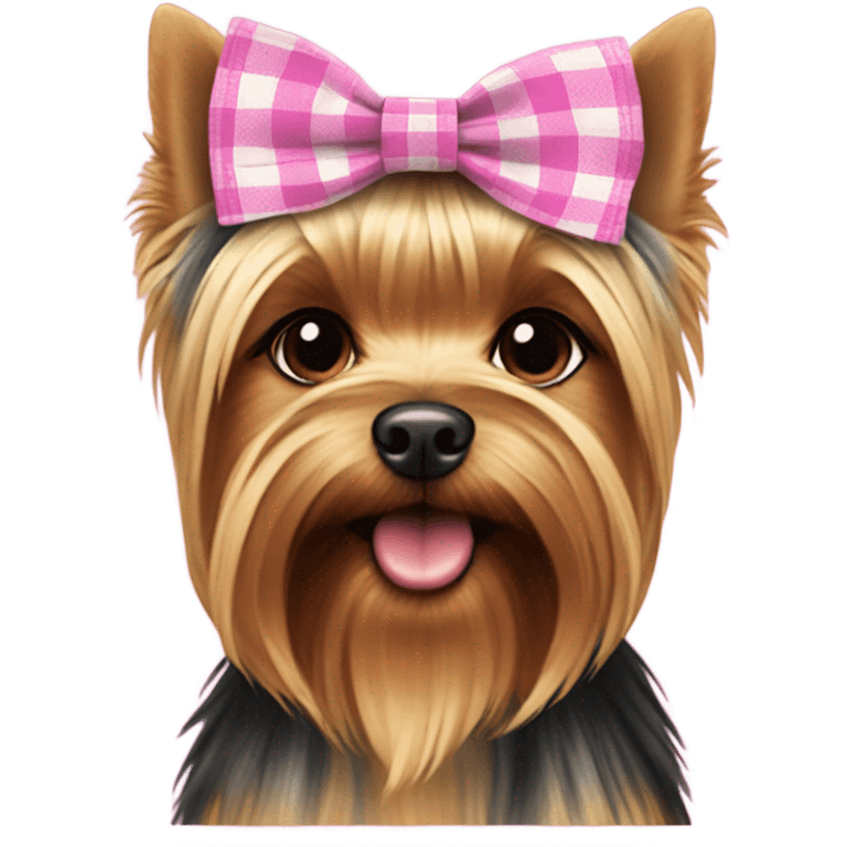 Make a york shire with pink plaid emoji