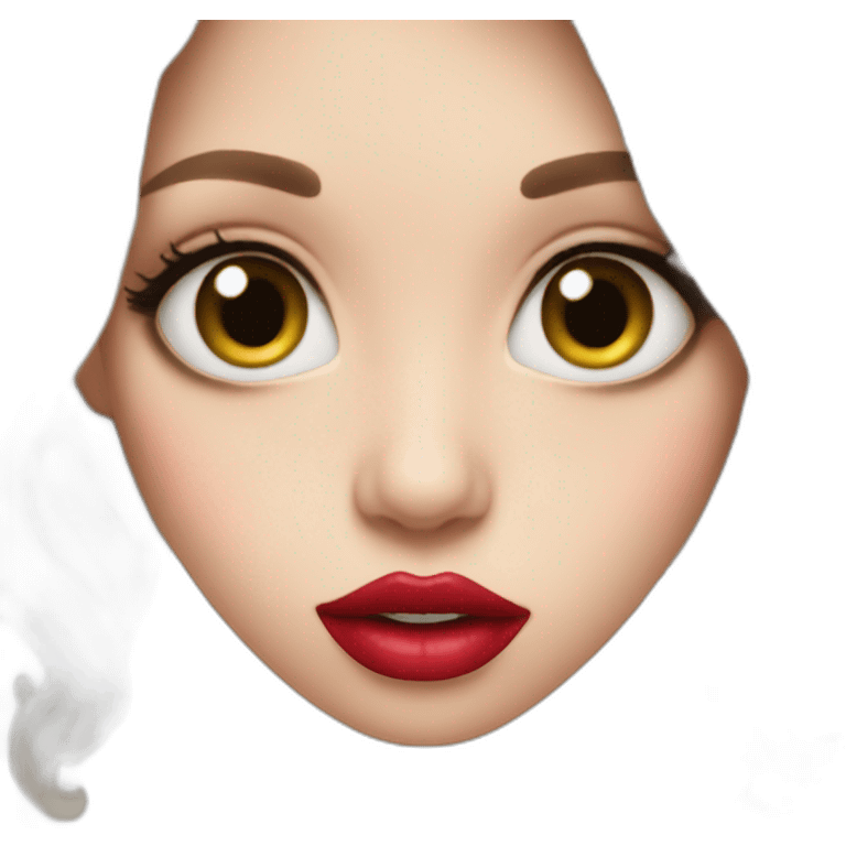 big eyes tiny lips with lipstick emoji