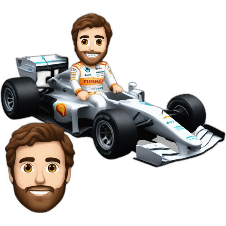 Fernando Alonso con coche de fórmula uno emoji