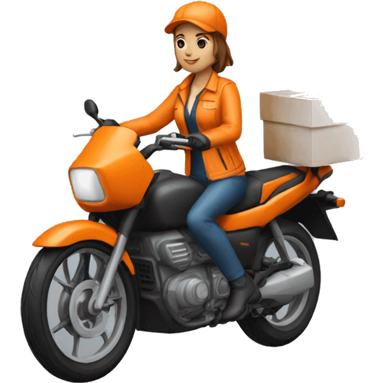 Delivery woman motorcycle orange jacket emoji