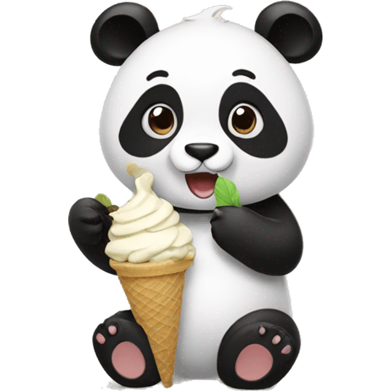 Panda eating ice cream emoji