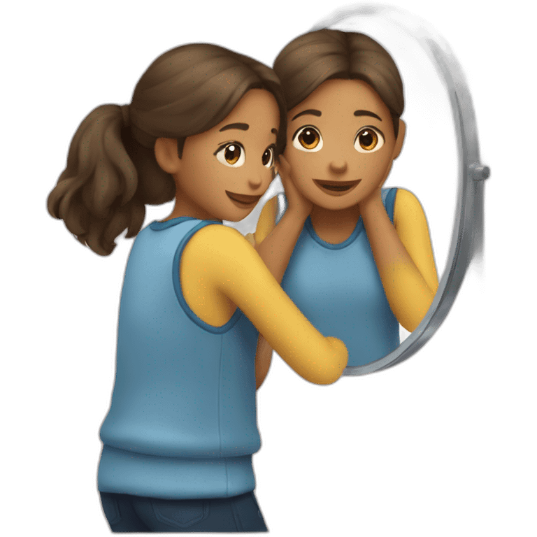 girl hugging mirror reflection emoji