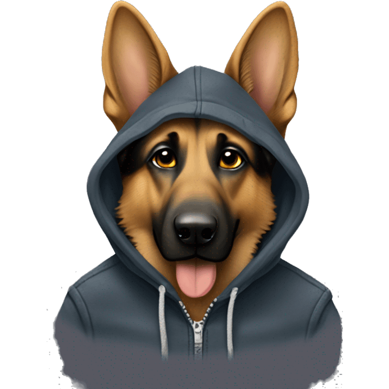 German shepherd with a carhartt hoodie emoji