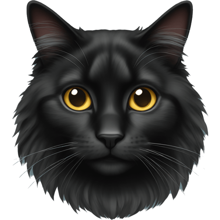 Black domestic longhair cat emoji