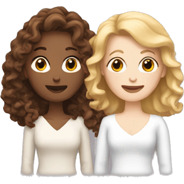 two white woman married one with brown curly hair one with short blond hair emoji