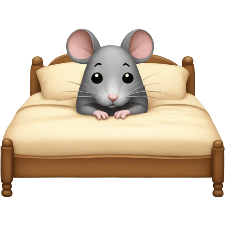 A mouse cozy in bed emoji