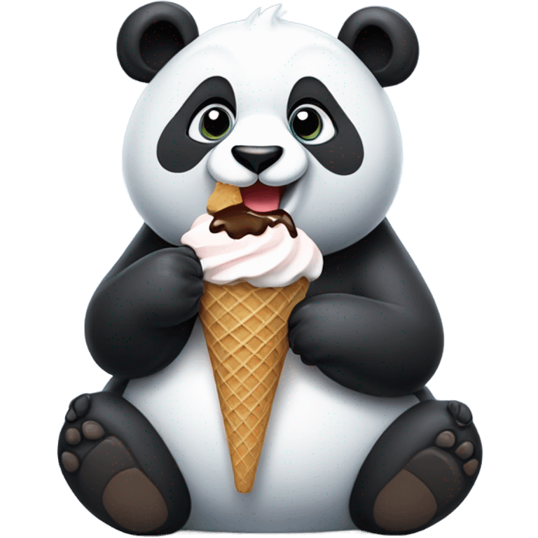 Panda eating ice cream emoji