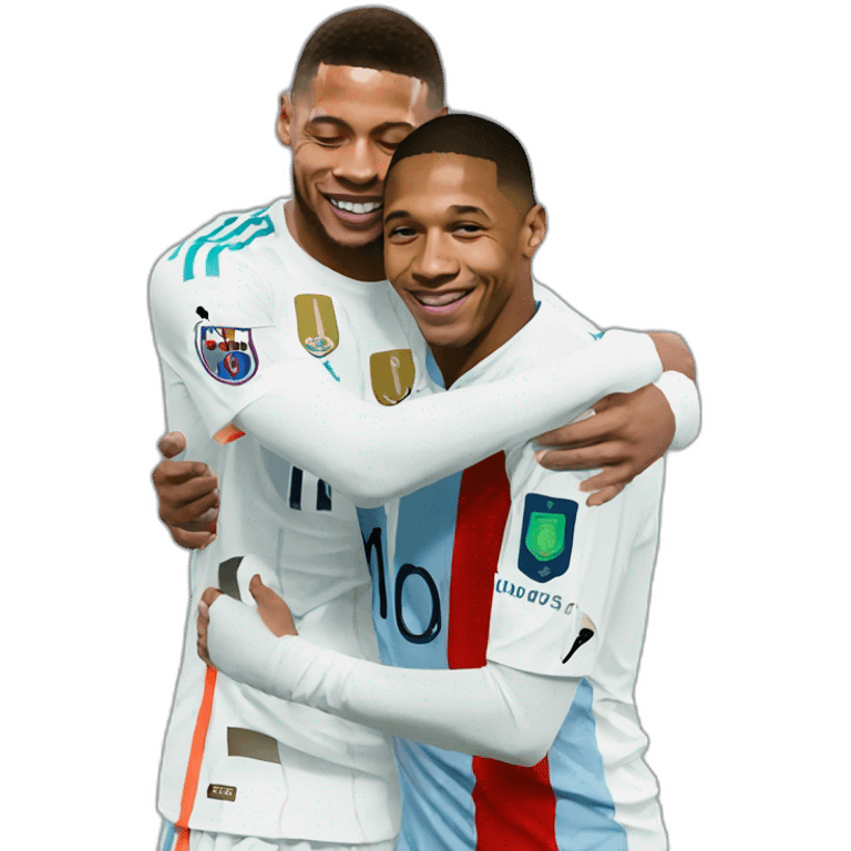 Mbappe hugging Messi emoji