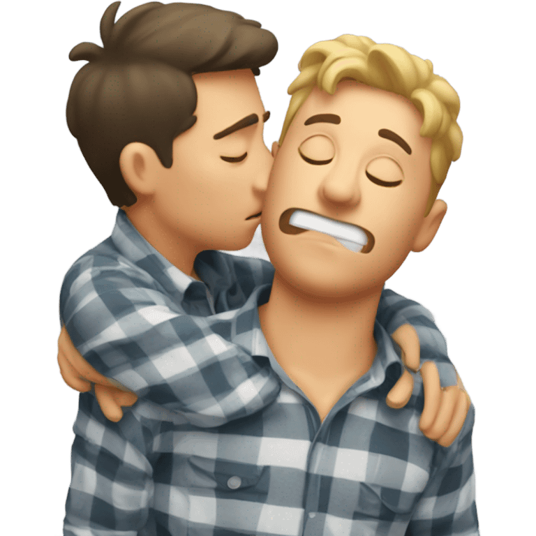 a guy kissing a guy and farting emoji