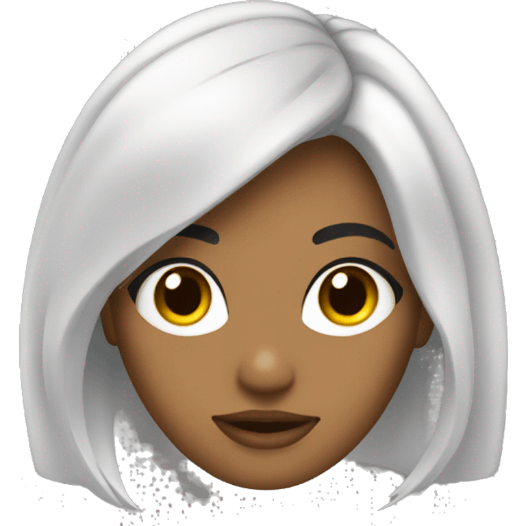 Chica de cabello lacia cabello negro y piel clara  emoji