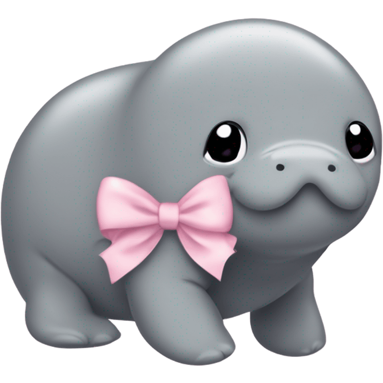 ￼￼manatee with pale pink bow emoji