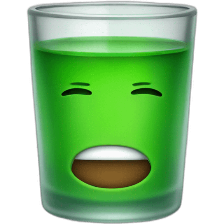 small shotglass with green contents and no face emoji