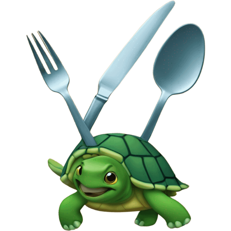 turtle holding a fork  emoji