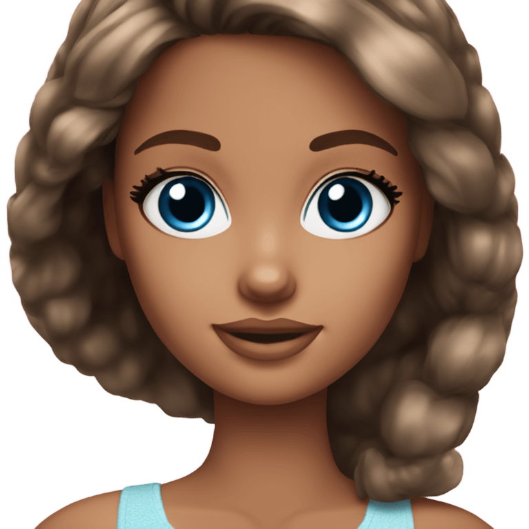 blue-eyed brown haired barbie girl emoji