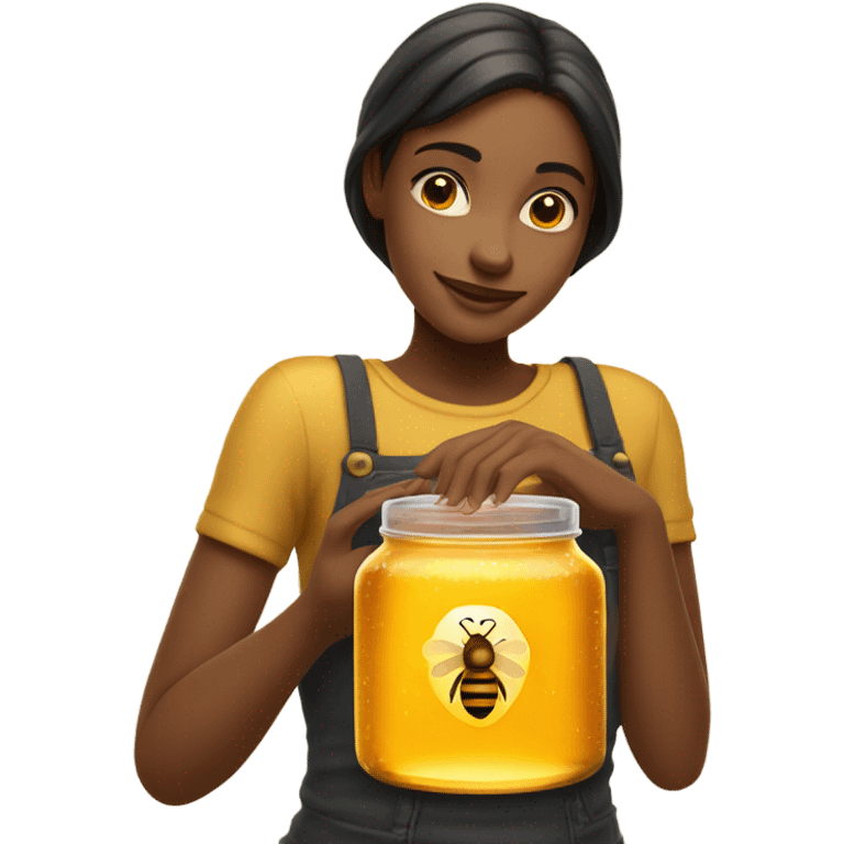 Girl holding jar of honey emoji