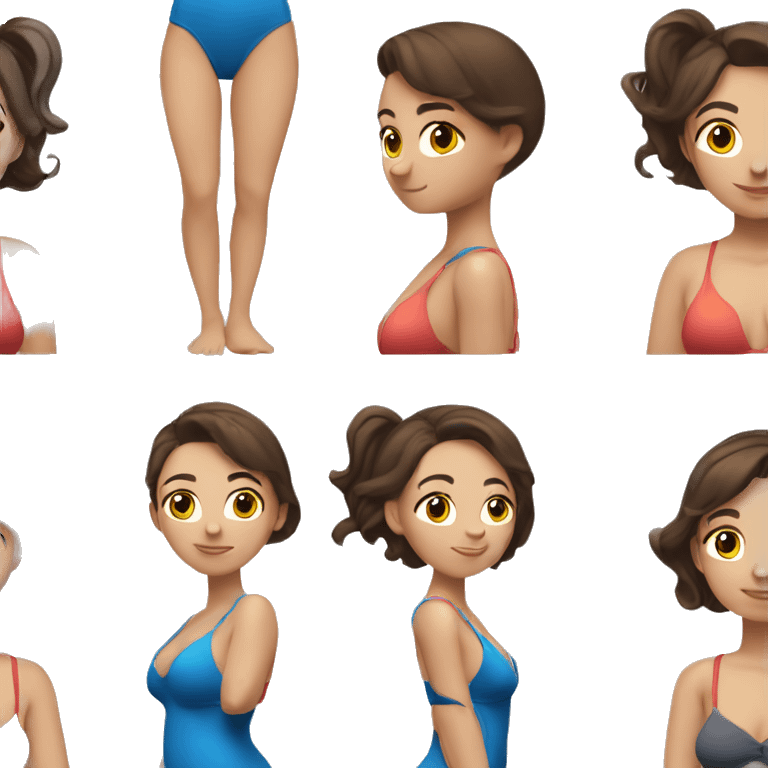 Slim-Thicc caucasian brunette female swimsuit posing emoji