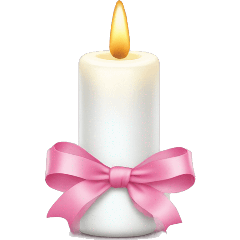 Christmas white  candle with bright baby pink ribbon around it emoji