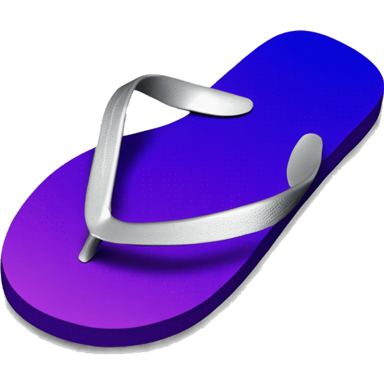 Realistic dark purple to blue ombre flip flops with metallic silver accents. emoji