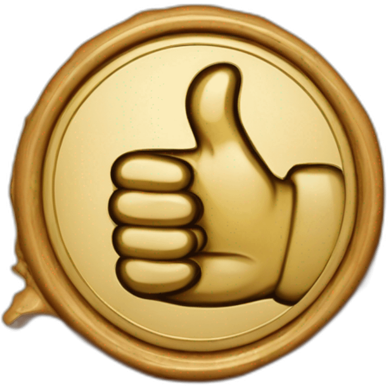 wax stamp of a seal with thumbs up hand emoji