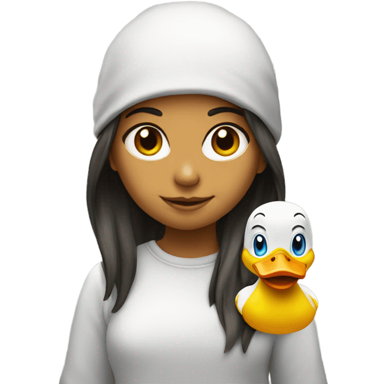 girl with sign “im duck up” emoji