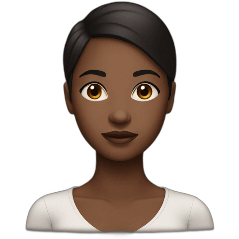 Black girl with dark brown eyes and black Smooth hair emoji