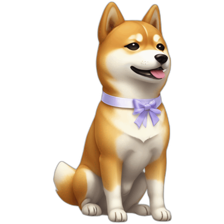 Shiba inu with one white ribbon on her neck emoji