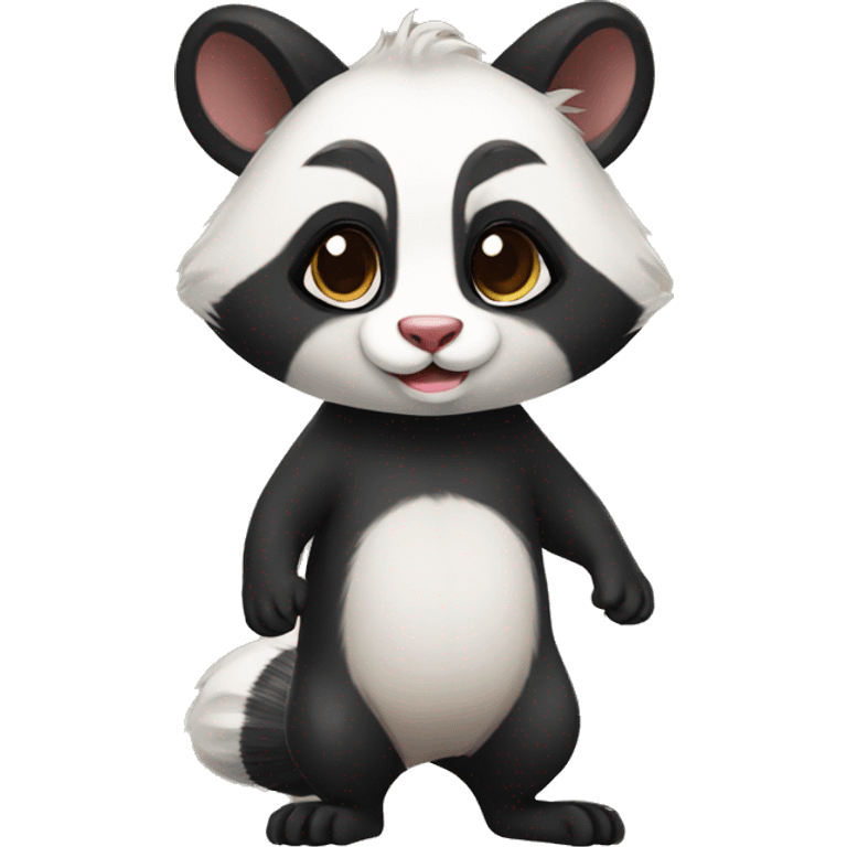 Cute skunk-panda-raccoon-ferret-cat-hybrid full body emoji