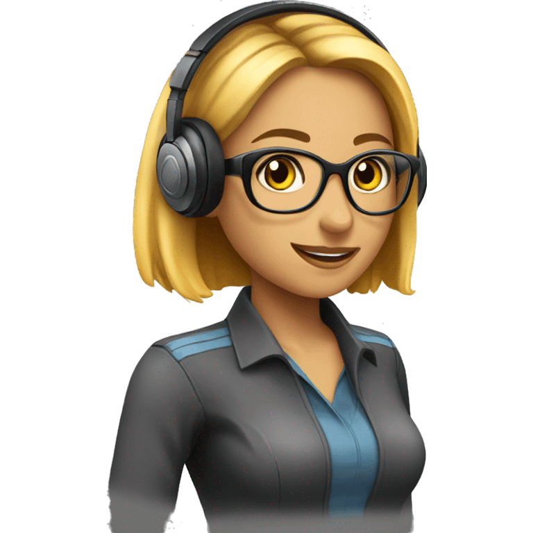 front pov of a super hot girl with a headset of a customer service emoji