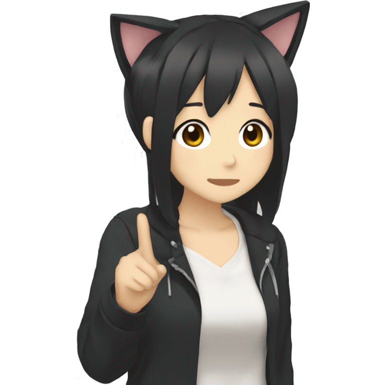 Azusa Nakano from k-on, with cat ear emoji