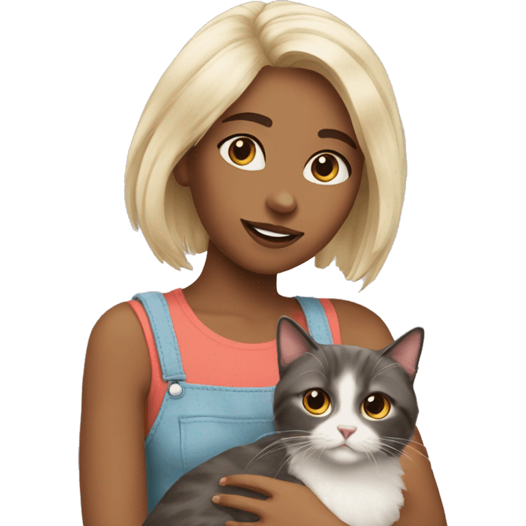 girl with ragdoll cat emoji