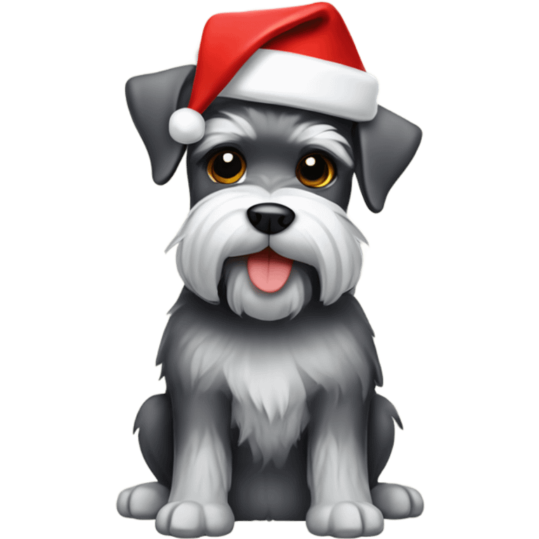 Schnauzer wearing a Santa hat emoji