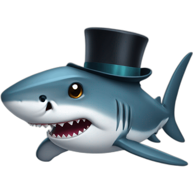 Shark with a top hat emoji