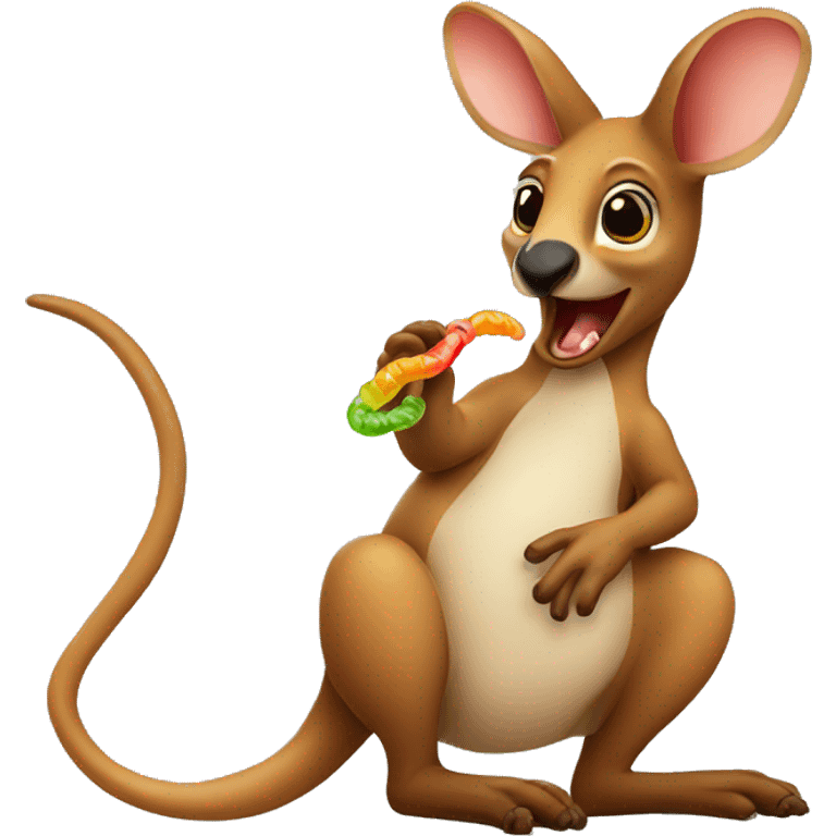 Kangaroo eating gummy worms emoji